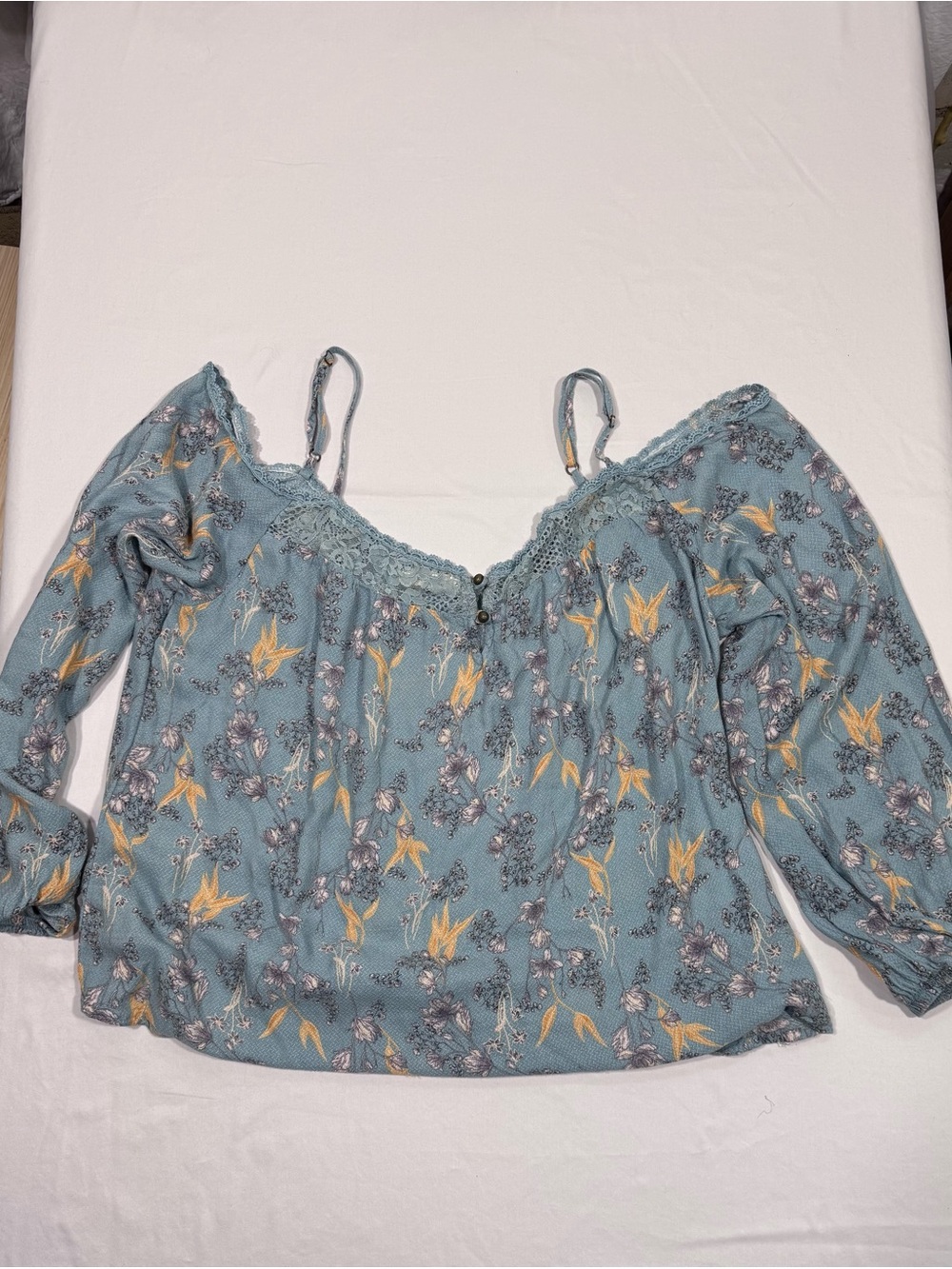Rewind Sage Floral Off-Shoulder Lace Top XL